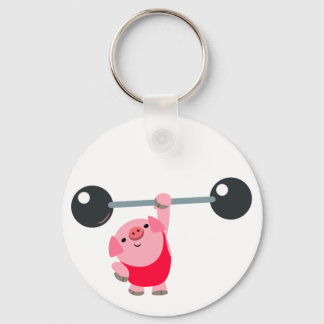 Porte-clés cochon de dessin animé de musculation m