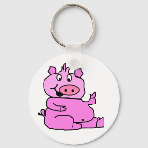 Porte-clés cochon de dessin animé rose