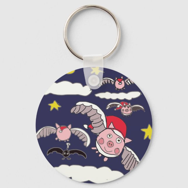 Porte-clés Cochon de Noël volant  (Recto)