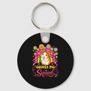 Porte-clés Cochon d'Inde équipe drôle coloré floral arc-en-ci