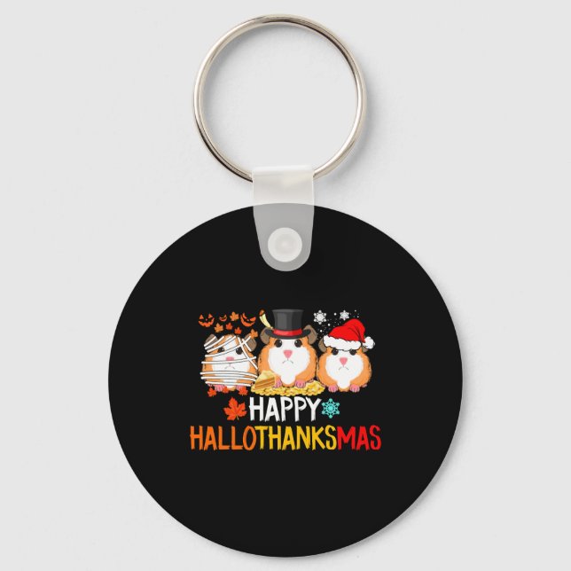 Porte-clés Cochon d'Inde Halloween Thanksgiving Noël (Recto)