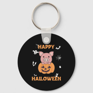 Porte-clés Cochon En Citrouille Cochons Doux Joyeux Halloween