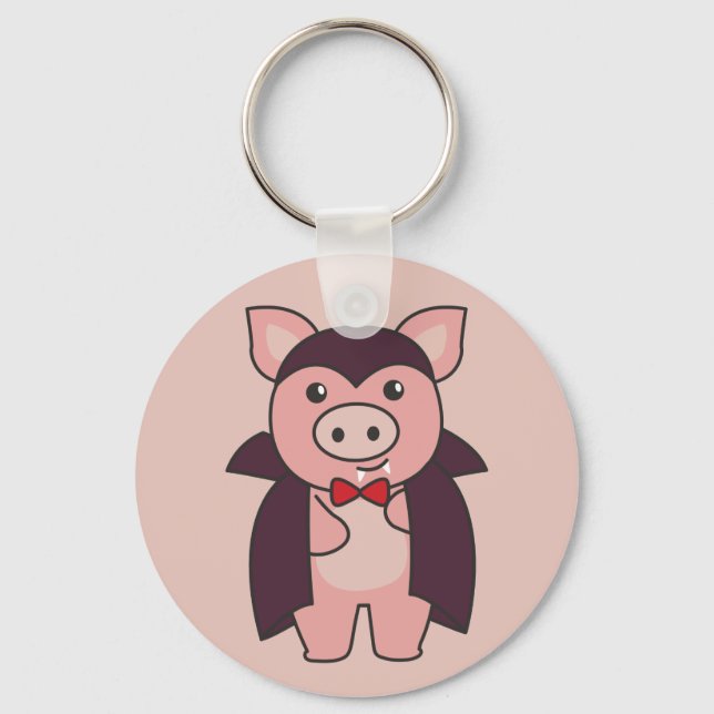 Porte-clés Cochon Halloween mignon Devil Vampire Costume Port (Recto)