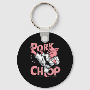 Porte-clés Cochon Karaté Côtelette de Porc Drôle de Cochon Pu