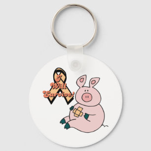 Porte-clés cochon ruban pêche