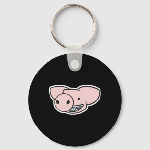 Porte-clés cochon souriant avec accolades