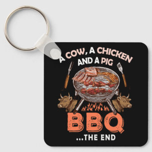 Porte-clés Cochon Vache BBQ Fumeur Barbecue Grill Chef Papa