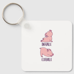 Porte-clés Cochon Yoga Cute Pigs Doing Sport inhale exhale