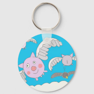 Porte-clés Cochons volants drôles
