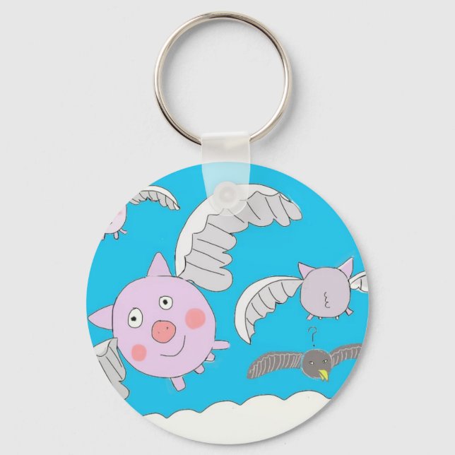 Porte-clés Cochons volants drôles (Recto)