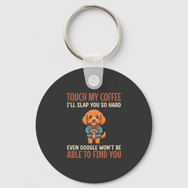Porte-clés Cockapoo Amoureux de Café Drôle (Recto)