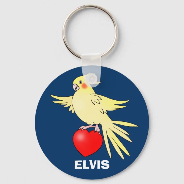 Porte-clés Cockatiel Bird on Heart keychain (Recto)