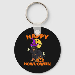 Porte-clés Cocker Spaniel noir et feu Sorcière Halloween