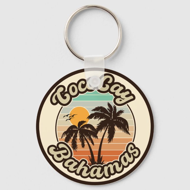 Porte-clés Coco Cay Bahamas Retro Sunset Souvenirs 60s (Recto)