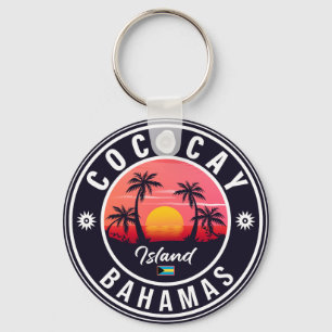 Porte-clés Coco Cay Bahamas Retro Sunset Souvenirs 80s