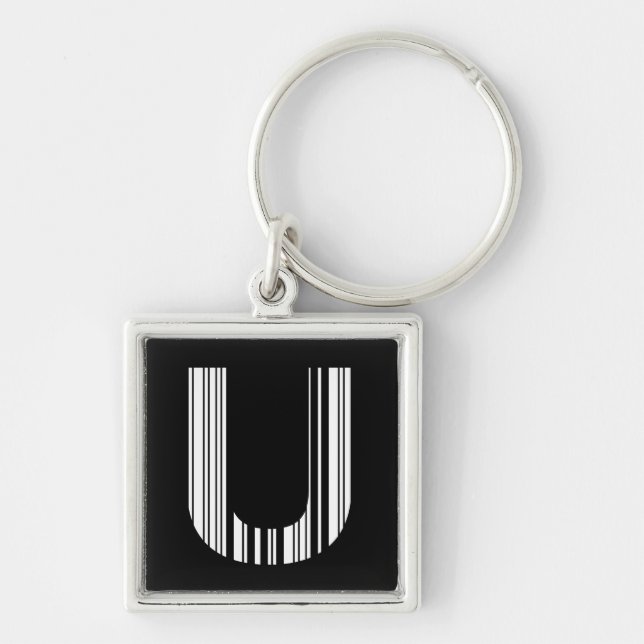 Porte-clés CODE À BARRES DE LA LETTRE U Premier motif de code (Devant)