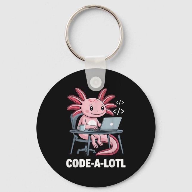 Porte-clés Code-alotl Funny Axolotl Tee Pour Programmeurs (Recto)