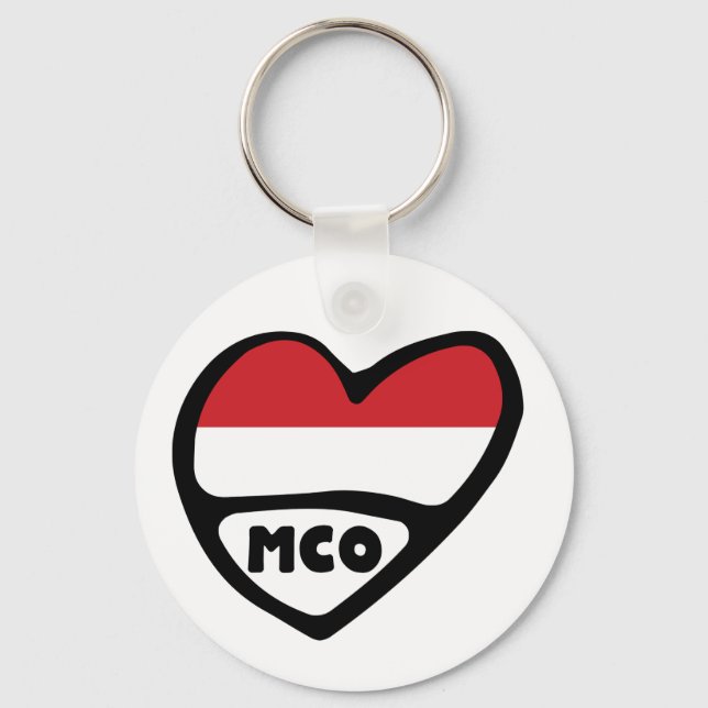 Porte-clés Code de pays de Monaco Clavier cardiaque, AGC (Recto)