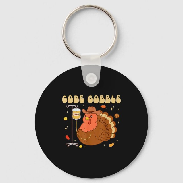 Porte-clés Code Gobble Funny Thanksgiving Nurse Rn Cna Medica (Recto)
