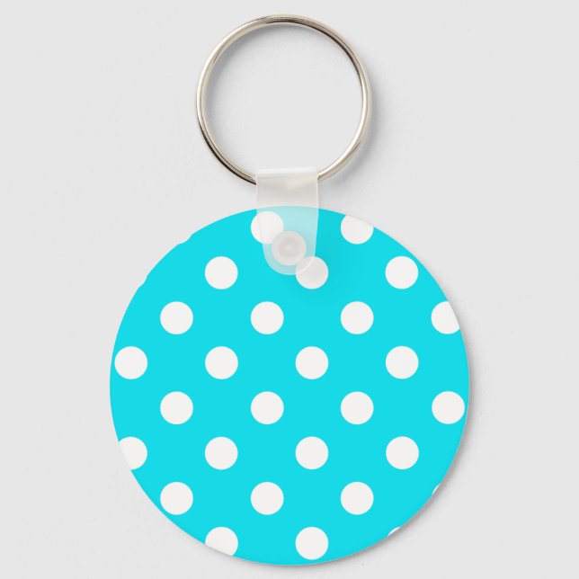 Porte-clés Code hexadécimal cyan pois 00E3F4 (Recto)