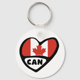 Porte-clés Code pays du Canada Drapeau Clavier cardiaque, CAN