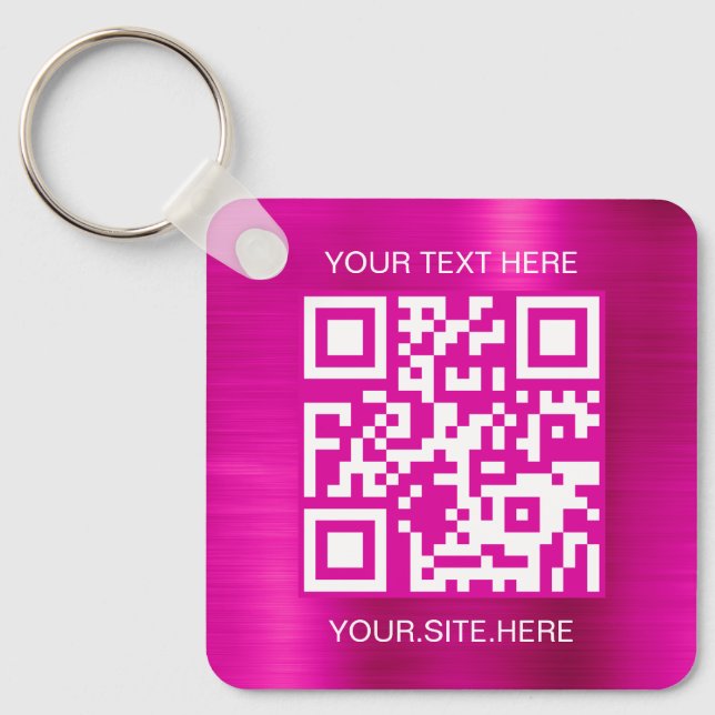 Porte-clés Code QR à huile rose chaud (Recto)