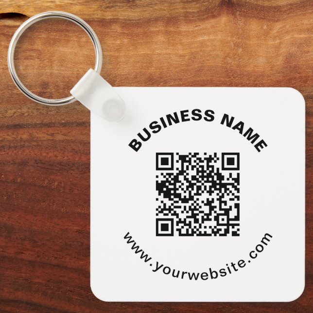 Porte-clés Code QR avec nom d'entreprise Texte circulaire gra (Recto)