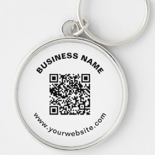 Porte-clés Code QR avec nom d'entreprise Texte circulaire gra