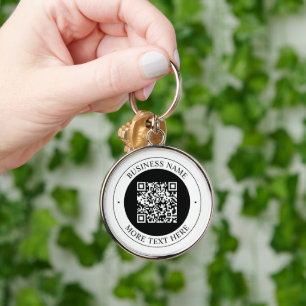 Porte-clés Code QR avec nom d'entreprise Texte circulaire mod