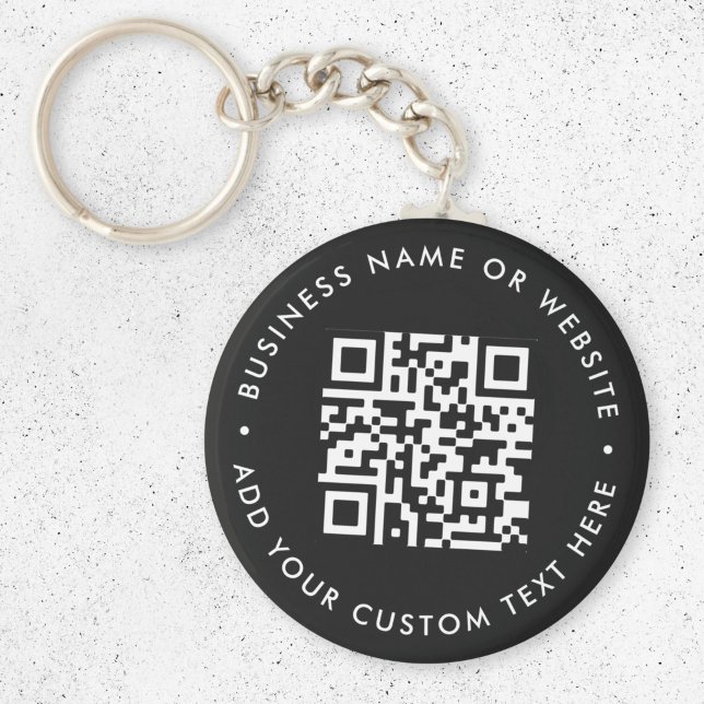 Porte-clés Code QR | Black Business Modern Budget Round (Interactive editable QR code budget keychains to promote your business, products or services.)