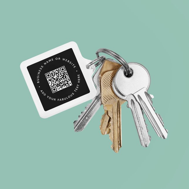 Porte-clés Code QR | Black Business Moderne Carré abordable (Créateur téléchargé)