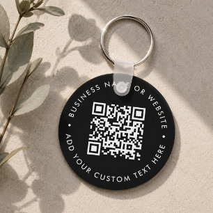Porte-clés Code QR Budget Moderne Affaires Noir Rond