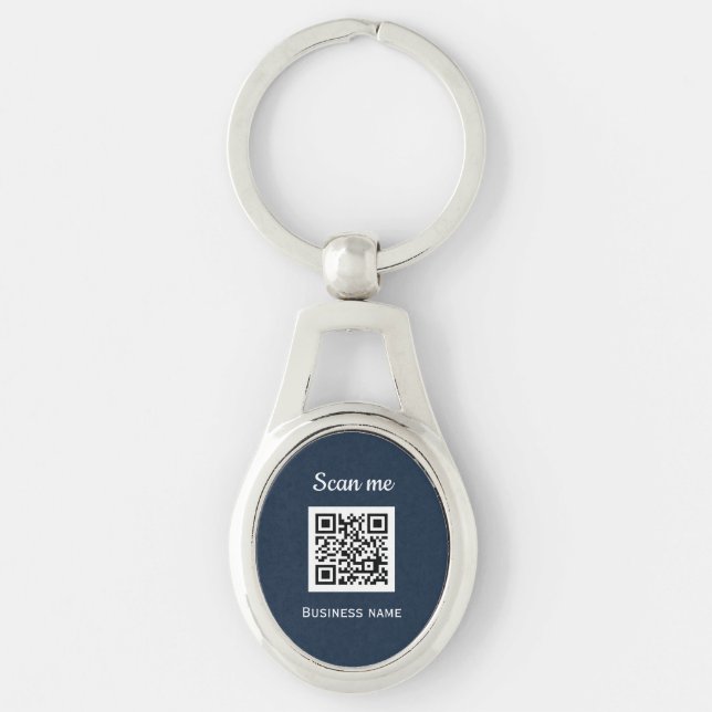 Porte-clés Code QR Business Logo Professionnel Marine Bleu (Devant)