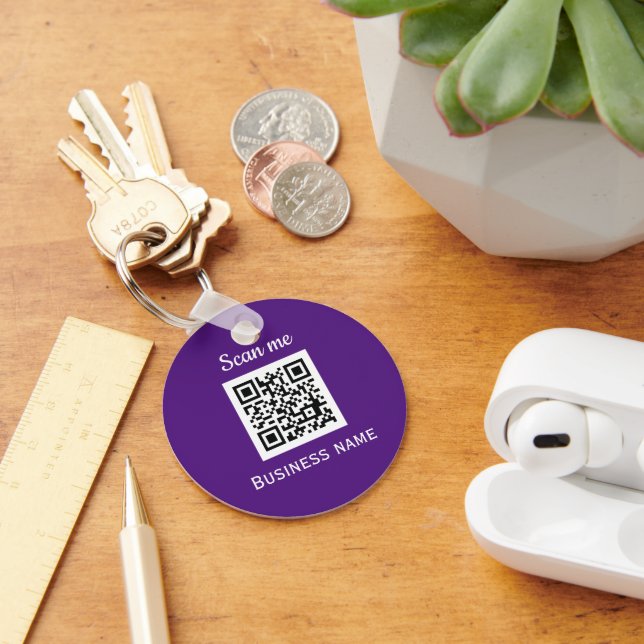 Porte-clés Code QR Business Logo Professionnel Purple Moderne (Bureau)