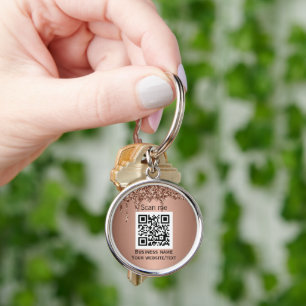 Porte-clés Code QR Business Logo Professionnel Rose Gold