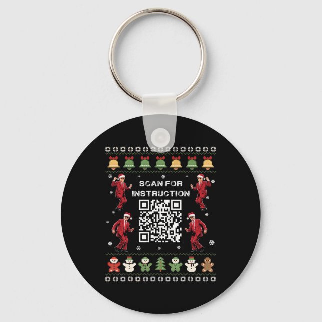 Porte-clés Code Qr Danse Trump Président Scannez Pour Instruc (Recto)