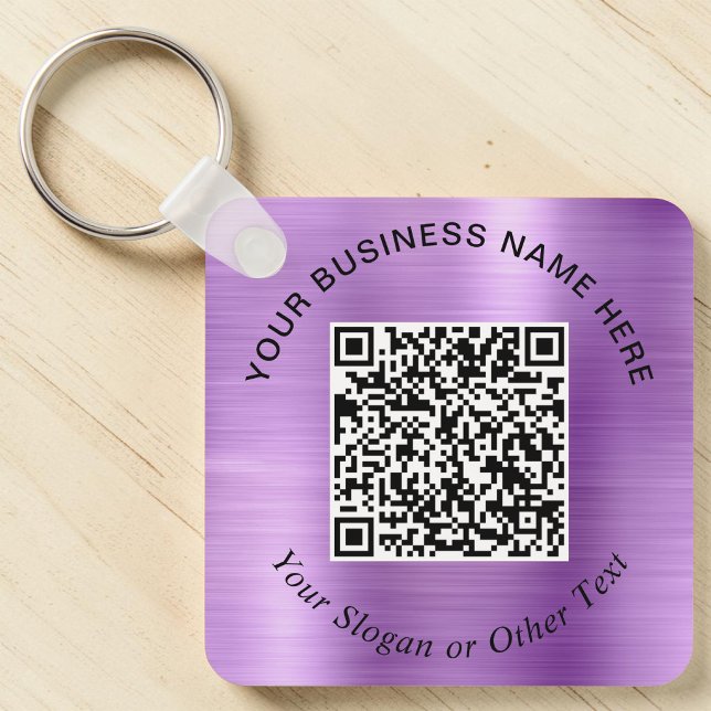 Porte-clés Code QR de l'entreprise Promotionnel Violet (Business QR Code Promotional Purple Keychain)