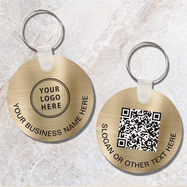 Porte-clés Code QR de logo moderne promotionnel or (Créateur téléchargé)