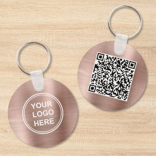 Porte-clés Code QR de logo moderne Rose Gold promotionnel