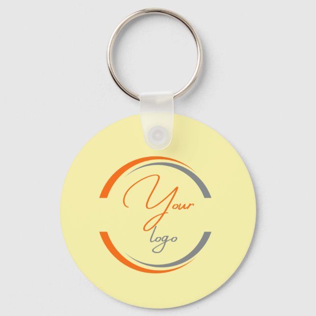 Porte-clés Code QR de logo simple Entreprise jaune clair (Recto)