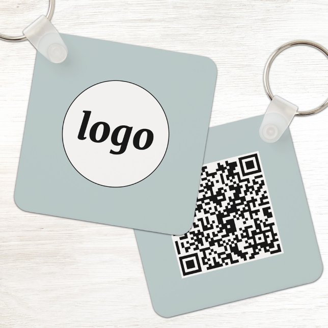 Porte-clés Code QR de logo simple pour les entreprises (Simple logo with QR code business branding promotional keychain)