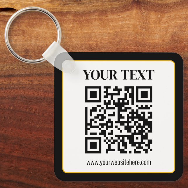 Porte-clés Code QR d'entreprise avec texte en haut et en bas, (Recto)