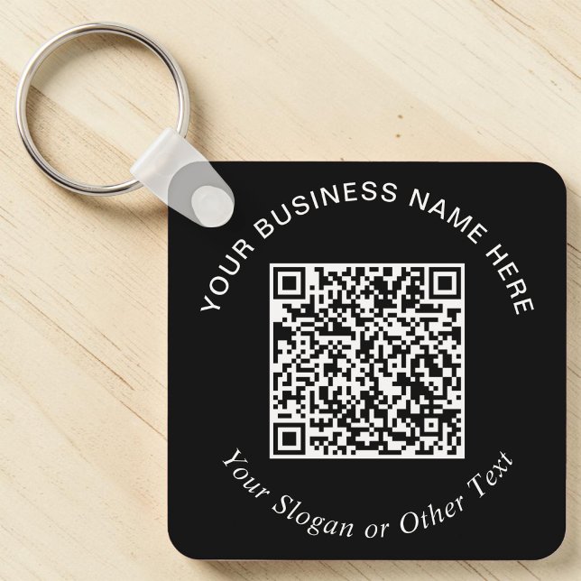 Porte-clés Code QR d'entreprise noir promotionnel (Business QR Code Black Promotional Keychain)