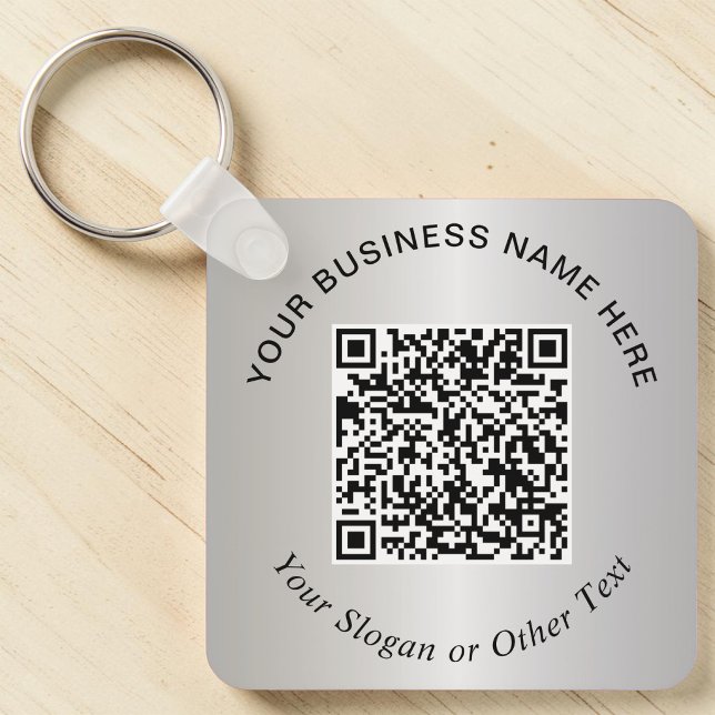 Porte-clés Code QR d'entreprise Promotionnel Argent (Business QR Code Promotional Silver Keychain)