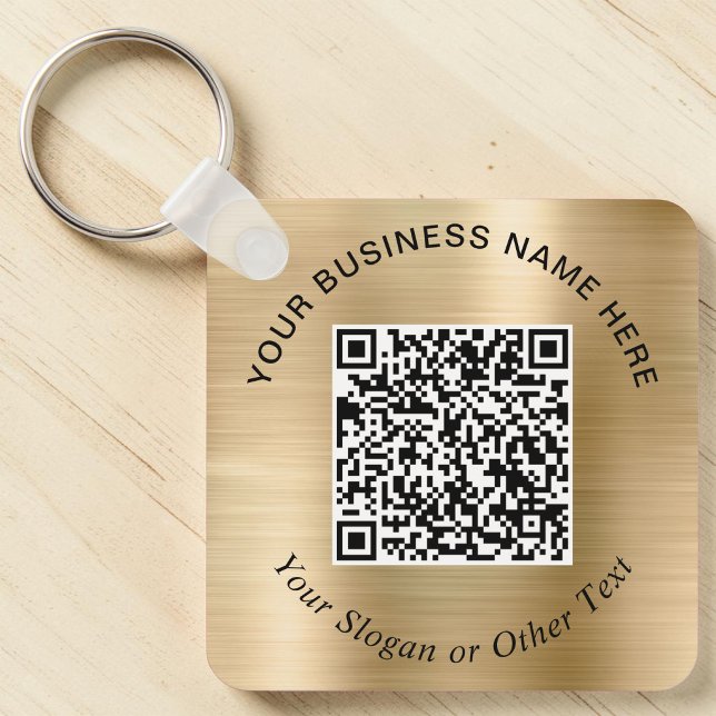 Porte-clés Code QR d'entreprise promotionnel or (Business QR Code Promotional Gold Keychain)