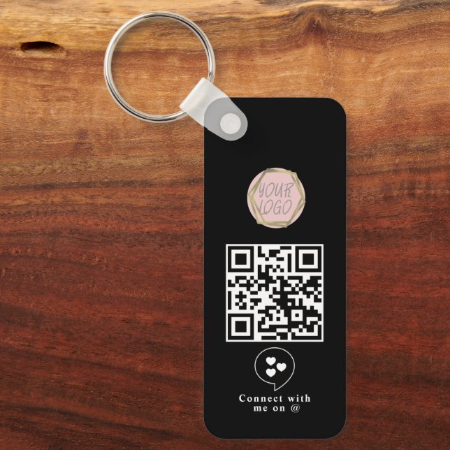 Porte-clés Code QR du logo d'entreprise des médias sociaux su (Recto)