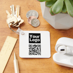 Porte-clés Code QR éditable & Votre logo ou image d'entrepris