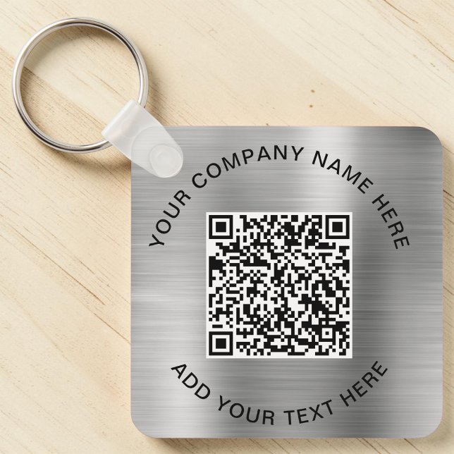 Porte-clés Code QR élégant promotionnel argent (Elegant QR Code Promotional Silver Keychain)