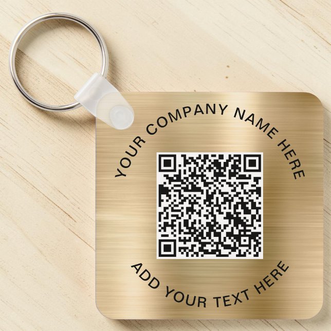 Porte-clés Code QR élégant promotionnel Or (Elegant QR Code Promotional Gold Keychain)