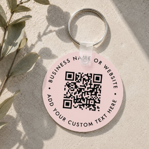 Porte-clés Code QR Entreprise moderne Blush rond rose